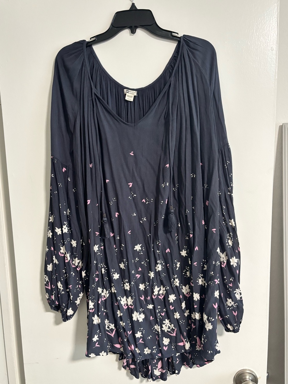 Billabong Navy Floral Long Sleeve Dress
